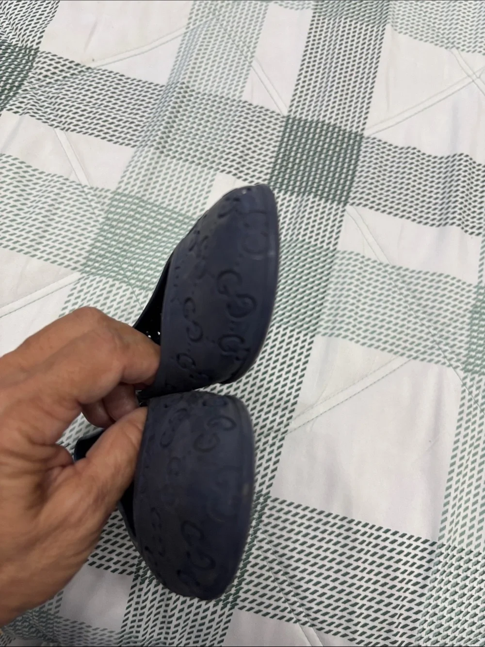 Gucci Navy Rubber GG Ballet Flats